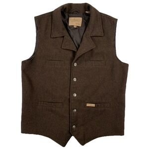Powder River Outfitters Panhandle Western Vest Men's Large Brown Wool Blend
